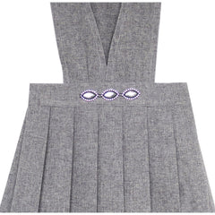 Girls Dress V Neck Pleated Hem School Uniform Tartan Skirt Size 4-14 Years