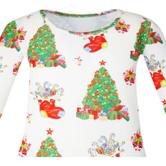 Girls Dress Christmas Tree Xmas Stockings Holiday Size 4-12 Years
