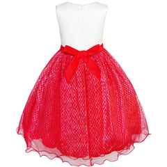 Girls Dress Flower Sparkling Sequins Belted Tulle Party Size 4-14 Years