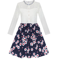 Girls Dress Lace Pearl Plum Blossom Elegant Princess Dress Size 4-14 Years