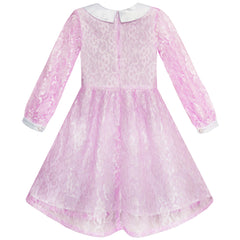 Girls Dress Flower Lace Collar Skirt Dress Size 4-14 Years