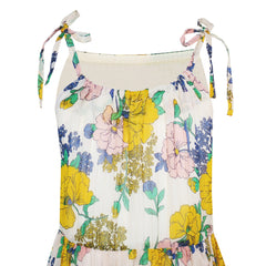 Girls Dress Yellow Flower Gold Striped Beach Party Dress Size 7-14 Years