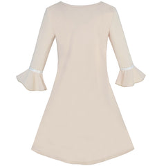 Girls Dress Lotus Leaf Sleeve Cherry Embroidery Everyday Size 3-12 Years