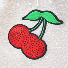 Girls Dress Lotus Leaf Sleeve Cherry Embroidery Everyday Size 3-12 Years