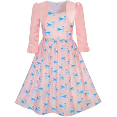 Girls Dress 2-in-1 Bolero Elegant Swan Party Dress Size 4-10 Years