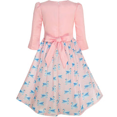 Girls Dress 2-in-1 Bolero Elegant Swan Party Dress Size 4-10 Years