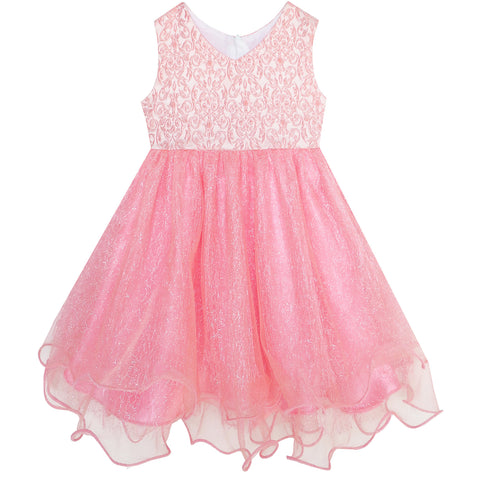 Baby Girls Dress Sparkling Lace Sequin Pageant Wedding Birthday Size 6M-5 Years