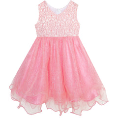 Baby Girls Dress Sparkling Lace Sequin Pageant Wedding Birthday Size 6M-5 Years