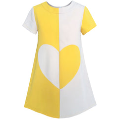 Girls Dress Color Contrast Heart A-line Size 5-12 Years