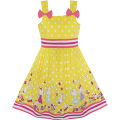 Girls Dress Cartoon Polka Dot Bow Tie Summer Size 2-8 Years