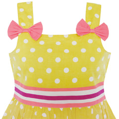 Girls Dress Cartoon Polka Dot Bow Tie Summer Size 2-8 Years