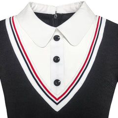 Girls Dress School White Collar Long Sleeve Striped Size 4-12 Years