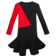 Parent-child Mother Daughter Dress Color Block Contrast Size 5-12 Years