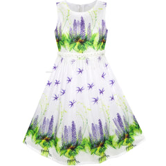 Girls Dress Purple Flower Summer Party Size 6-12 Years