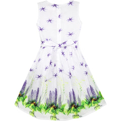 Girls Dress Purple Flower Summer Party Size 6-12 Years