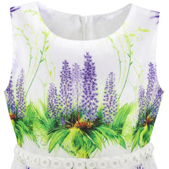 Girls Dress Purple Flower Summer Party Size 6-12 Years