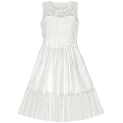 Girls Dress White Lace Tassel Hem Princess Party Size 4-8 Years