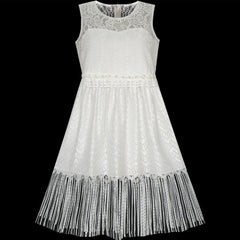 Girls Dress White Lace Tassel Hem Princess Party Size 4-8 Years