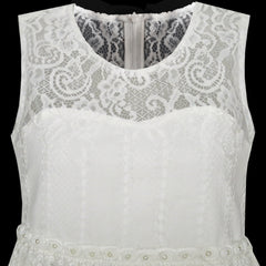 Girls Dress White Lace Tassel Hem Princess Party Size 4-8 Years