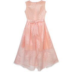 Girls Dress Lace Leaf Print Elegant Princess Party Wedding Size 5-16 Years