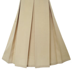 Girls Dress Khaki Button Back School Pleated Hem Size 6-14 Years