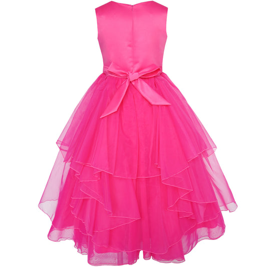 Flower Girls Dress Rhinestone Tulle Wedding Pageant Bridesmaid Size 5-12 Years