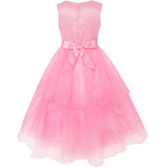 Flower Girls Dress Rhinestone Tulle Wedding Pageant Bridesmaid Size 5-12 Years