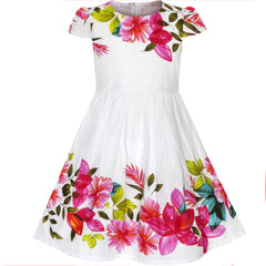 Girls Dress Flower Print Cap Sleeve Summer Size 2-6 Years