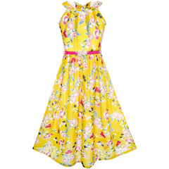 Girls Dress Floral Belt Chiffon Party Maxi Dress Size 6-14 Years