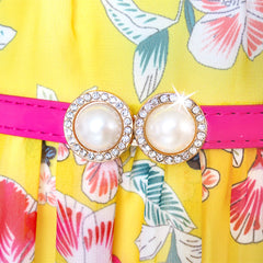 Girls Dress Floral Belt Chiffon Party Maxi Dress Size 6-14 Years