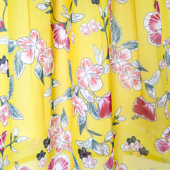 Girls Dress Yellow Floral Red Belt Chiffon Party Maxi Dress Size 6-14 Years