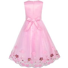 Flower Girls Dress Sequin Dimensional Flowers Pageant Party Size 4-14 Years