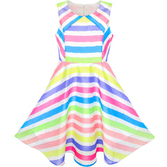 Girls Dress Colorful Stripe Beach Size 6-12 Years
