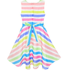 Girls Dress Colorful Stripe Beach Size 6-12 Years