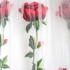 Girls Dress Rose Flower Embroidery Heart Shape Back Wedding Size 6-14 Years