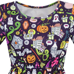 Girls Dress Halloween Pumpkin Lantern Ghost Costume Dress Size 4-10 Years