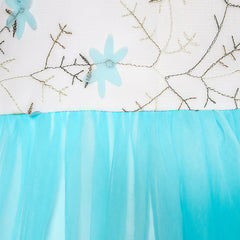 Flower Girls Dress Blue Lace Embroidered Wedding Bridesmaid Size 3-14 Years