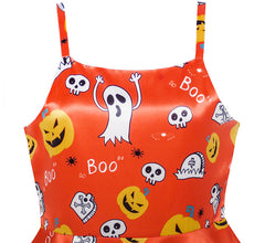 Girls Dress Halloween Pumpkin Ghost Costume Tank Dress Size 4-10 Years