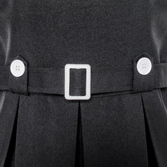 Girls Dress Black Button Back School Pleated Hem Size 6-14 Years