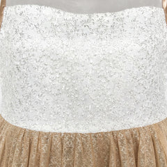 Flower Girls Dress Illusion Yoke Pageant Coffe Wedding Party Size 6-14 Years