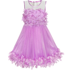 Girls Dress Purple Dimensional Flower Birthday Wedding Dress Size 4-10 Years