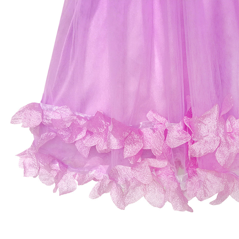Girls Dress Purple Dimensional Flower Birthday Wedding Dress Size 4-10 Years