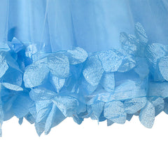 Girls Dress Blue Dimensional Flower Birthday Wedding Dress Size 4-10 Years