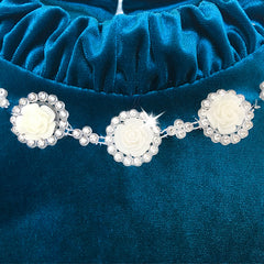 Girls Dress Velvet Top Ruffle Collar Necklace Tulle Skirt Size 5-12 Years