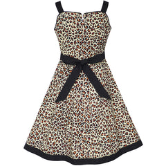 Girls Dress Brown Leopard Print Summer Beach Size 4-12 Years