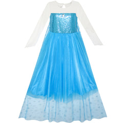 Girls Dress Cartoon Costume Princess Elsa Cloak Party Dress Size 4-12 Years
