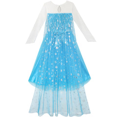 Girls Dress Cartoon Costume Princess Elsa Cloak Party Dress Size 4-12 Years