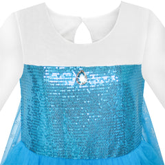 Girls Dress Cartoon Costume Princess Elsa Cloak Party Dress Size 4-12 Years