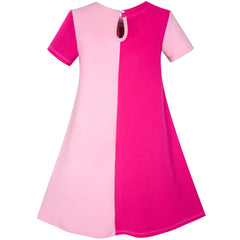 Girls Dress Pink Color Contrast Heart A-line Size 5-12 Years