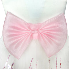 Flower Girls Dress Sequin Dimensional Flowers Bow Tie Pageant Size 7-14 Years